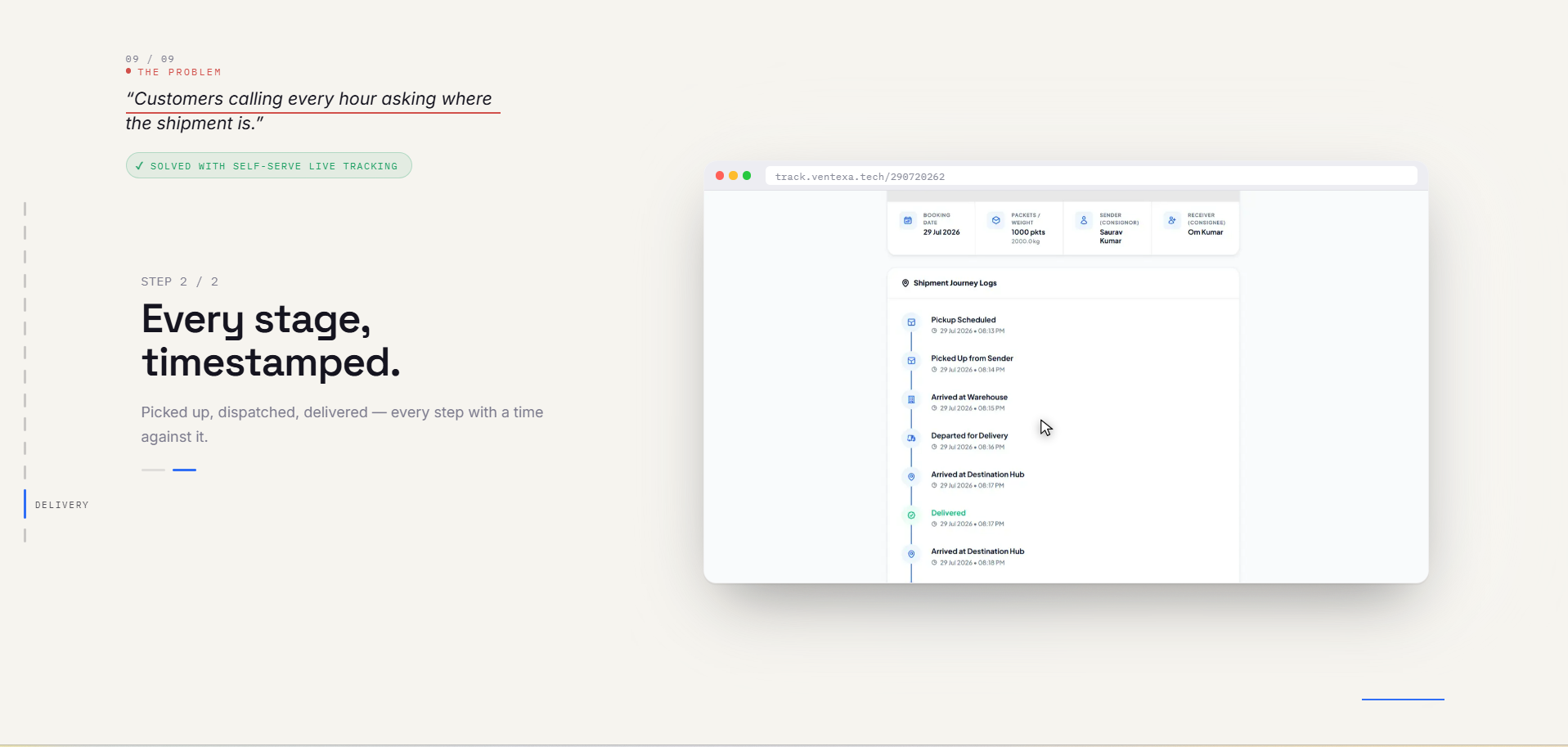 Ventexa Live Tracking Log